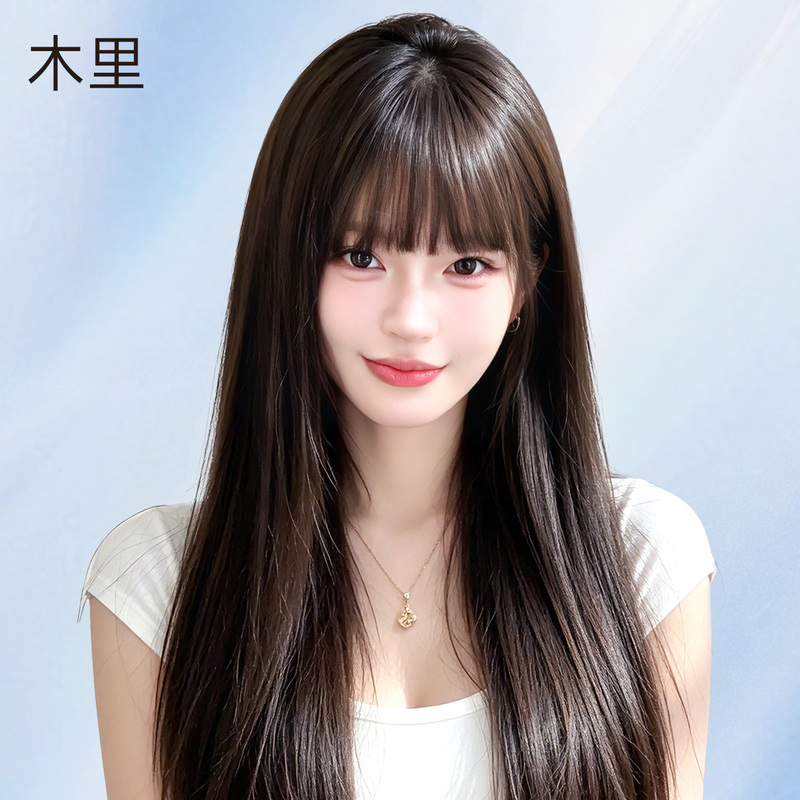 Third-Generation Micro-Needle Wig for Women, Full Head Wig, Real Hair, Manga Bangs, Black Long Straight Wig, Women's Model, 2026 New Style