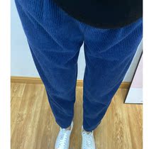  Clearance out of Japan custom Chenille high waist wide leg pants womens autumn and winter nine-point pants color matching Harun loose