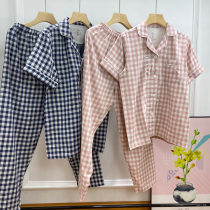 Flying island country day single explosive single spring and summer new short sleeve trousers double baby cotton yarn 100% cotton couples