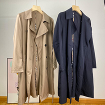  B family spring and autumn medium and long womens thin windbreaker double-breasted waist British style casual long jacket spring and summer 2021