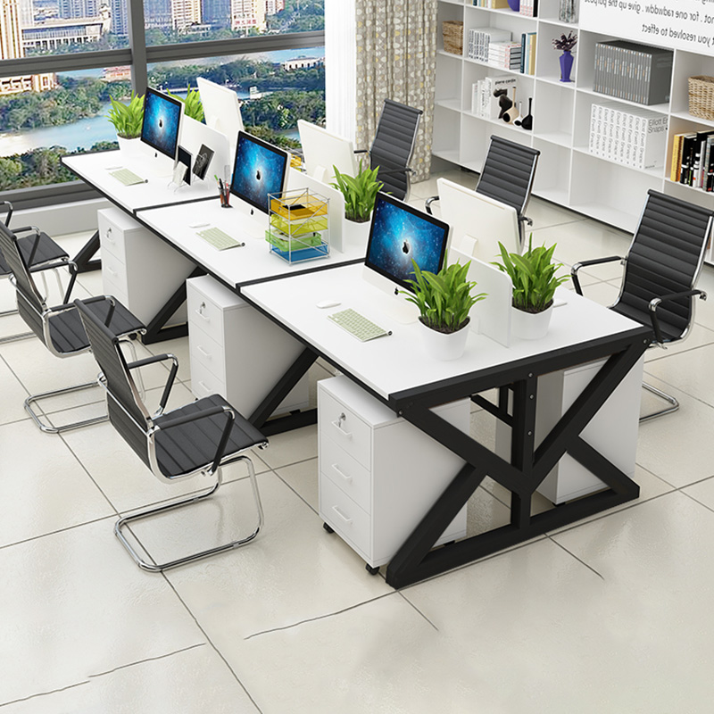 Staff Desk Computer table and chairs Combined minimalist modern office furniture 2 6 4 4 staff Screen working position