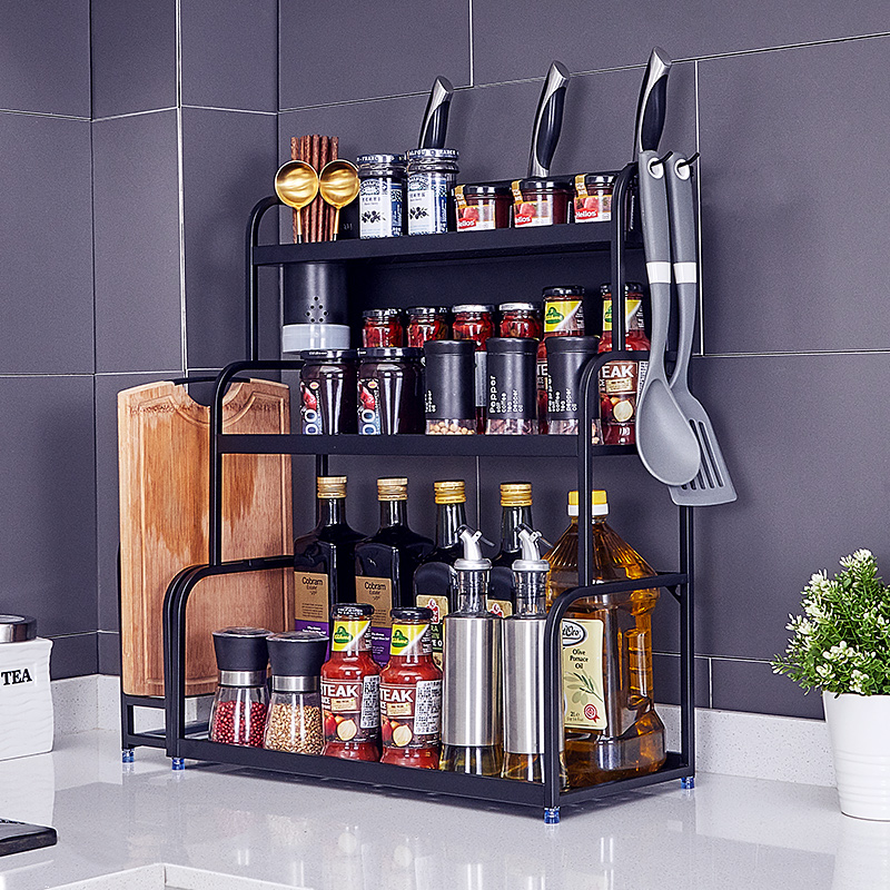 304 stainless steel kitchen rack supplies storage home countertop seasoning seasoning rack bottle book multi-function