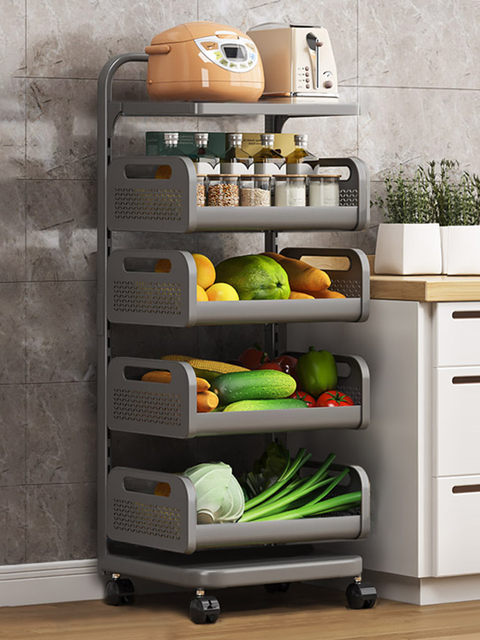 Kitchen storage cart household vegetables and fruit storage rack multi-layer floor-standing fruit and vegetable basket storage rack