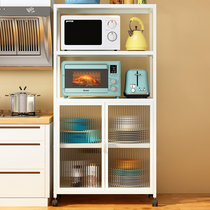Kitchen shelving ground floor multilayer with door containing cabinet Home microwave oven Oven Shelf Collection of items Debris Storage Racks