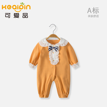 Cute Pint Baby Spring Autumn Dress Woman Baby Conjoined Clothes First Newborn Full Moon Clothes Long Sleeve Princess Khae Climbing Clothes