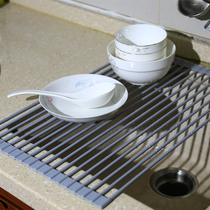 Folding silicone Drain Rack Sink Bowl Rack Dishwashing Pool Bowls chopsticks Bowl Dish Containing Shelf Kitchen Racks Drain Basket