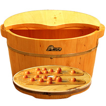 On the side of the water cedar wood foot bath barrel foot bath barrel massage foot bath basin female solid wood foot bath bucket with lid