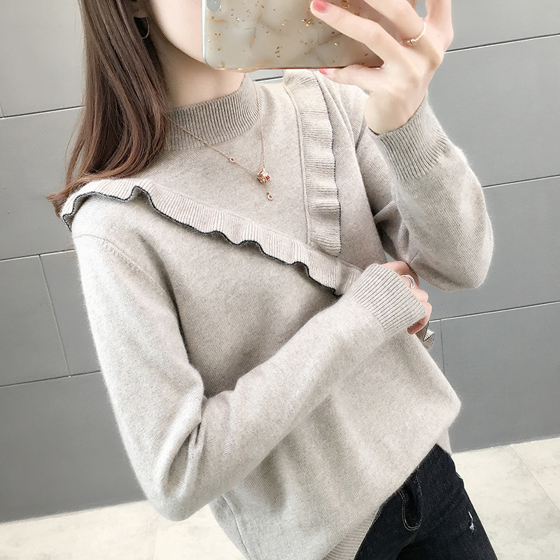 Stylish phụ nữ bán cao necksweater lỏng bên ngoài mặc đáy bên trong mới 2019 mùa thu / mùa đông phong cách áo dệt kim