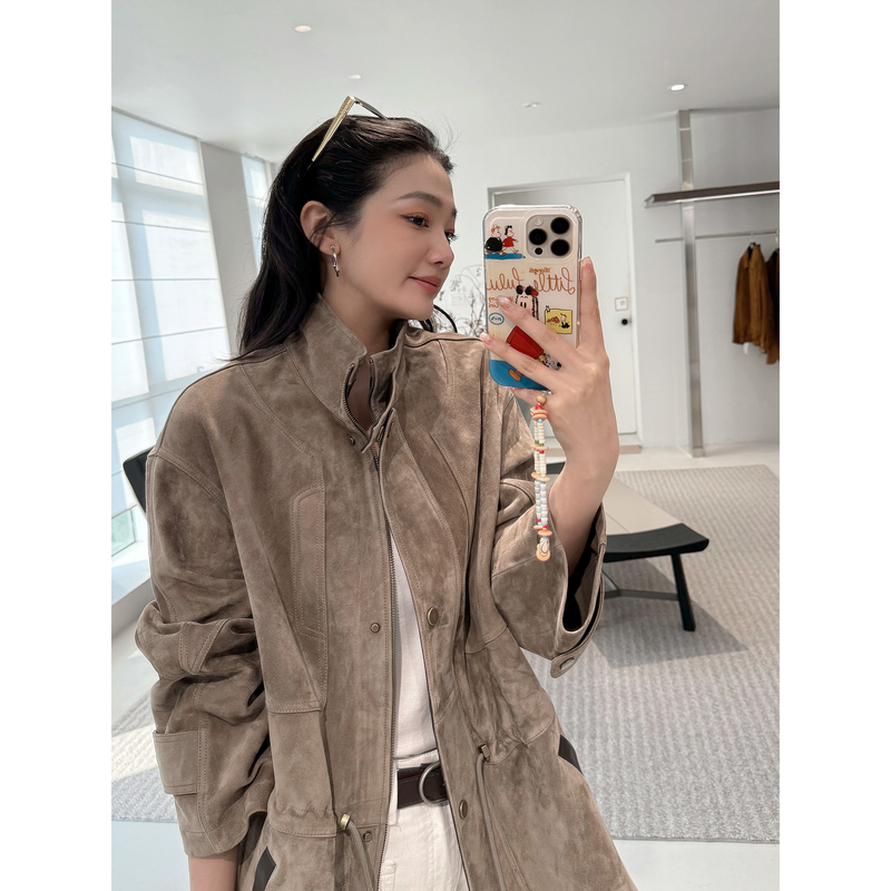 Msrm Early Spring Imported Soft and Waxy Goatskin Leather with Closed Velvet Craftsmanship, Retro and Fashionable Hunting Jacket Leather Coat 2675