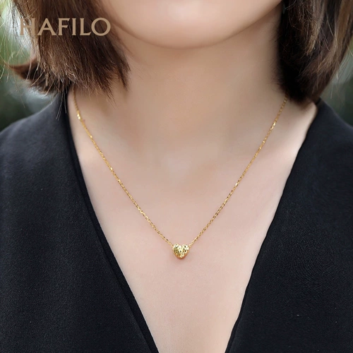 Золотое ожерелье, маленькая подвеска в форме сердца, золотая цепочка, 3D