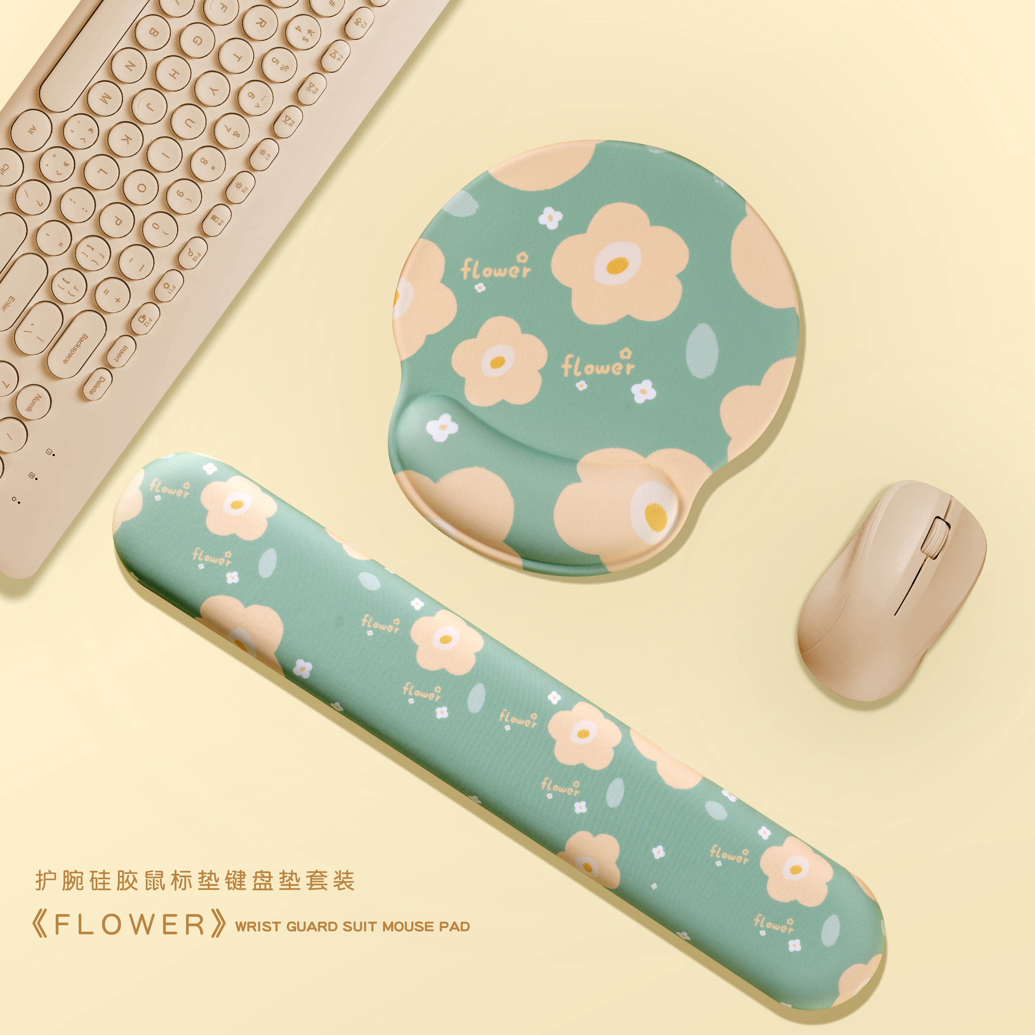 Mouse pad girl wrist guard high-value keyboard pad wrist support silicone wrist support memory foam hand support 3d chest large laptop good-looking desk pad student desk ins style