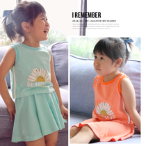 Baby girl summer suit foreign style cute 4 sisters children summer dress 3 Net Red 5 small Daisy 6 vest suit dress skirt