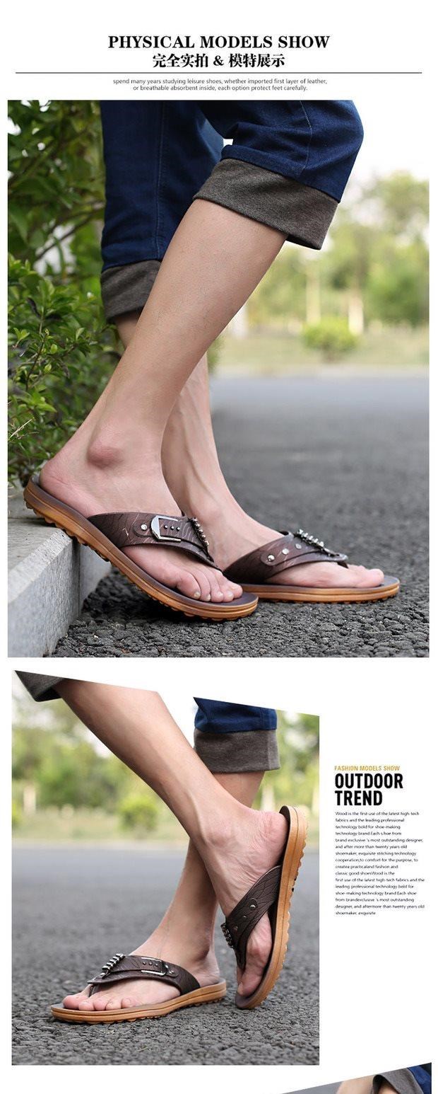 Mùa hè nam mới dép xỏ ngón Phiên bản Hàn Quốc của dép đi biển dép gucci