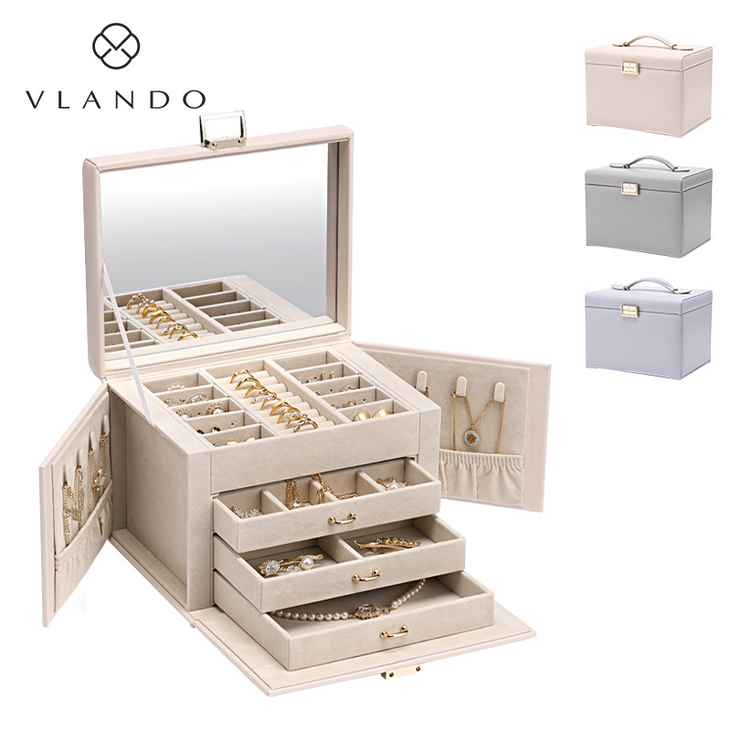 VLANDO Cronyandora New First Accessories Box Large Capacity Necklace Earrings Ornament Containing Box Refined Birthday Present-Taobao