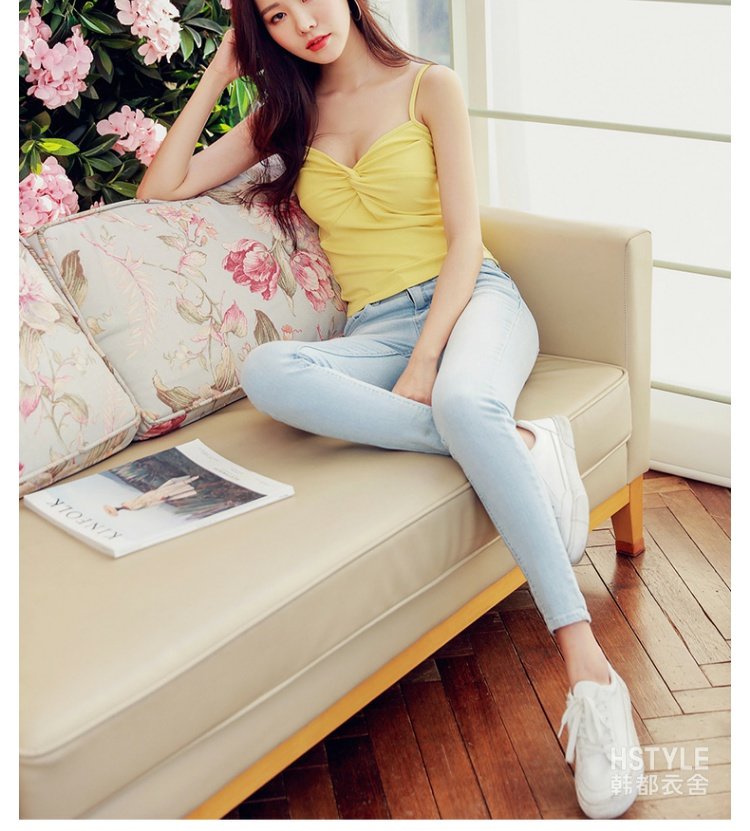 Quần áo Handu 2019 Quần áo nữ mùa hè Hàn Quốc mới Áo sơ mi cạp cao quây AA13689 - Áo ba lỗ áo kiểu nữ