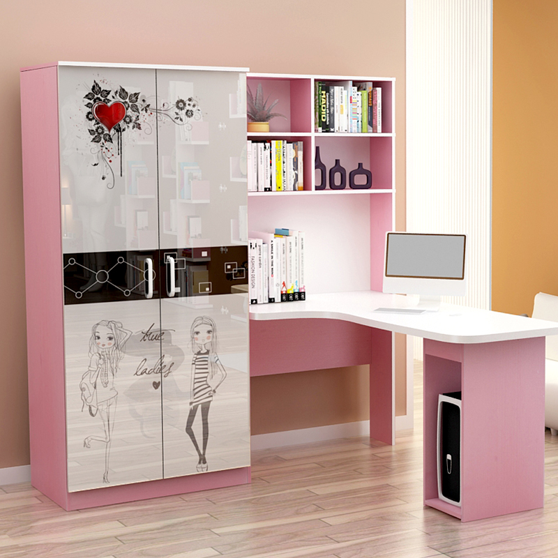 Corner Computer Table With Wardrobe Combination Table Cabinet