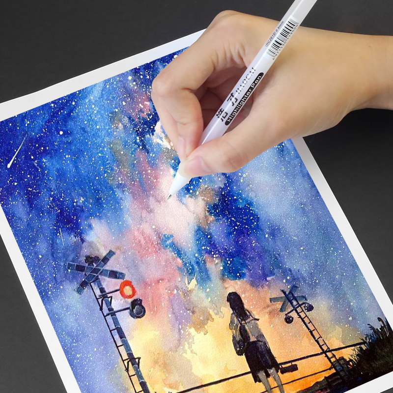 Haocai 9color single sketch highlight pen Drawing animation hand