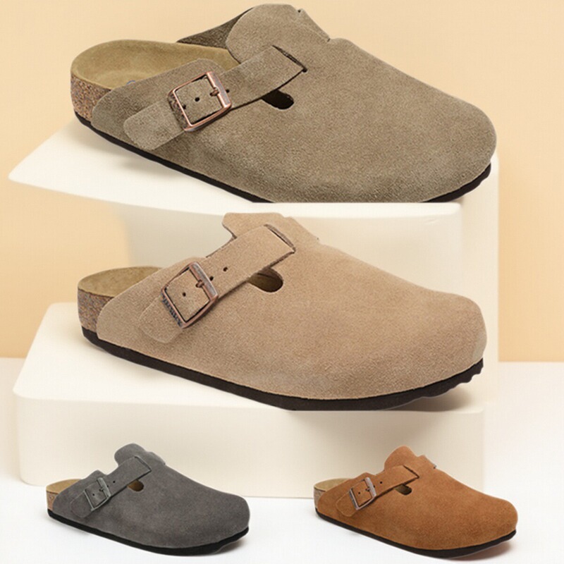 Narrow Version of Boston Shoes with Soft Cork Soles, Unisex Closed-Toe Shoes, Outdoor Slippers, Summer Half-Covered Beach Shoes