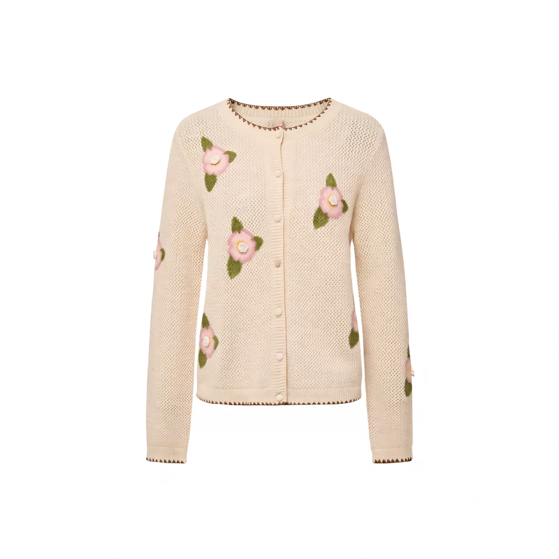 【Piqué Flocking】Wool and Cashmere Hollow-Out Heavy Knit Sweater 2026 Autumn New Arrival Gsy-1261