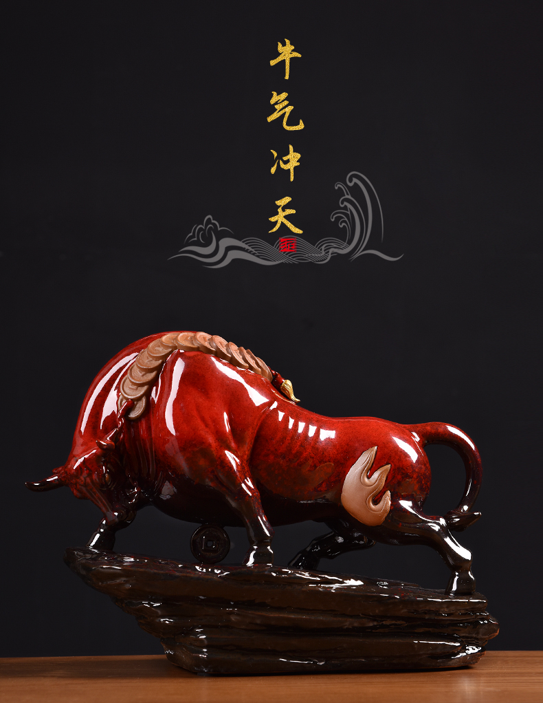 Oriental clay ceramic cow furnishing articles office desktop decoration opening gifts/bullish