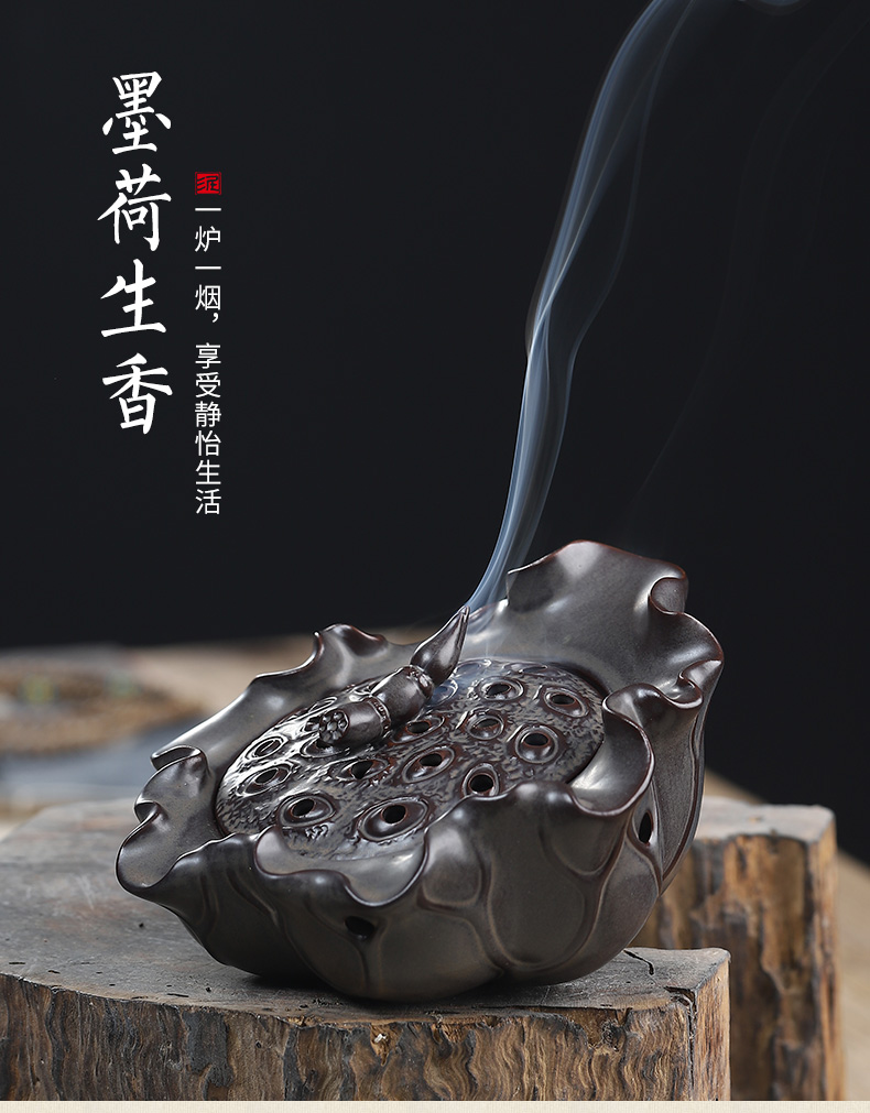 Oriental lotus clay ceramic incense coil incense buner furnishing articles household indoor teahouse sandalwood incense aroma stove decoration