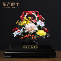 Oriental clay Dehua kiln ceramic flower ornaments living room decoration crafts housewarming new home gift opening gifts