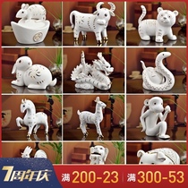 Oriental clay creative birthday gift practical 12 zodiac animals Dragon Pig cow dog ornaments Ceramic crafts