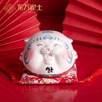 Cute cartoon national style creative tiger bo ancient shelf wine cabinet desktop storage money pot ornament hand-painted tiger year celebration