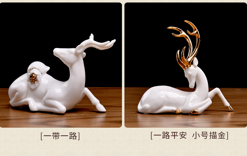 Oriental clay ceramic mother deer furnishing articles home sitting room of TV ark, wine rich ancient frame partition adornment