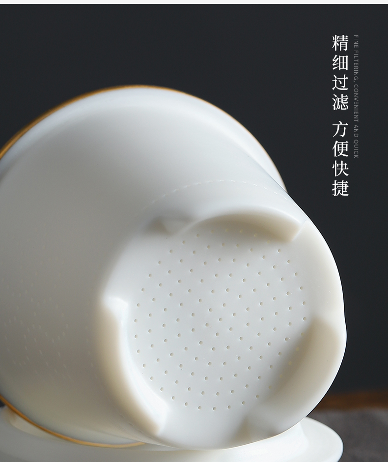 The east mud suet jade white porcelain office cup high - grade practical creative ceramic gifts company set annual meeting