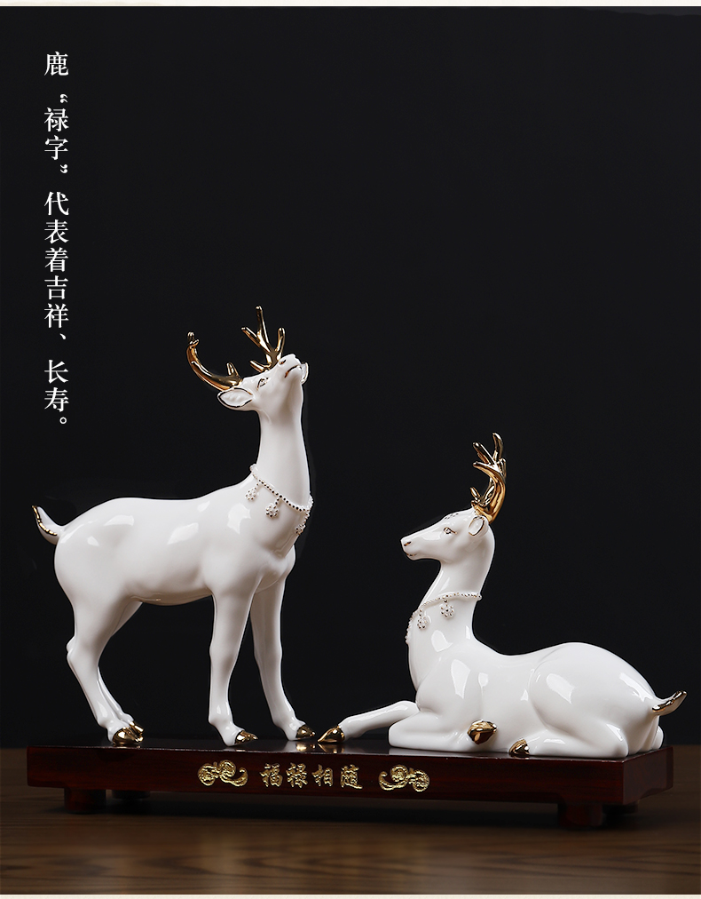 East mud dehua white porcelain its fuels the deer place to live in the living room TV cabinet decoration/blessing