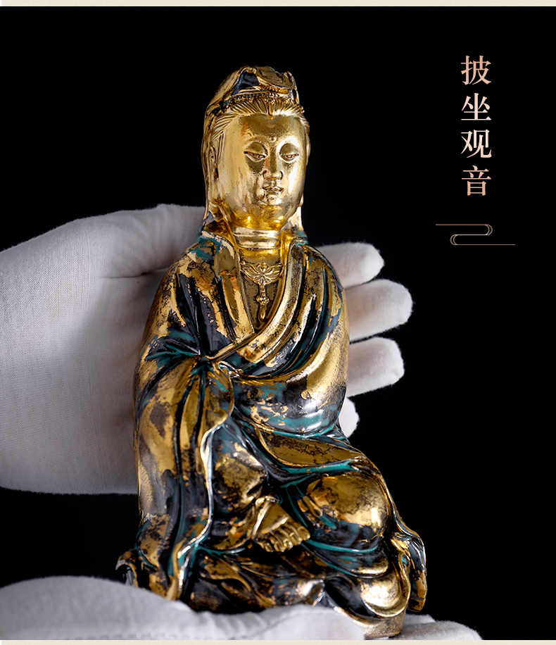 Oriental soil mixed bronze color comfortable guanyin handicraft furnishing articles ceramic desktop rich ancient frame sitting room adornment