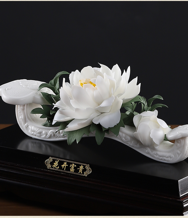 Oriental clay ceramic peony ruyi furnishing articles housewarming gifts gifts home decoration process/blooming flowers