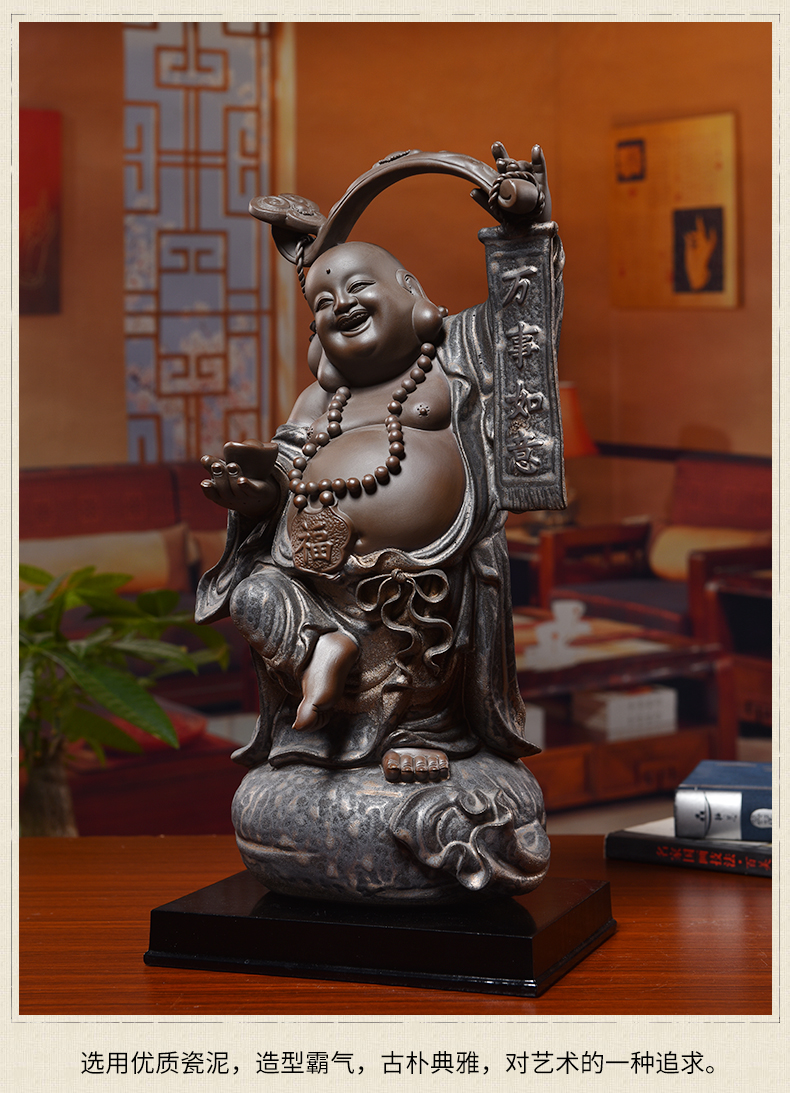 Oriental clay ceramic smiling Buddha furnishing articles of Chinese style household adornment version into gifts/everything goes well