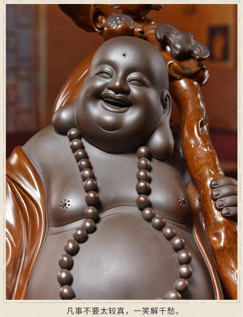 Oriental clay ceramic smiling Buddha maitreya Buddha furnishing articles of new Chinese style household wine sitting room adornment/many children