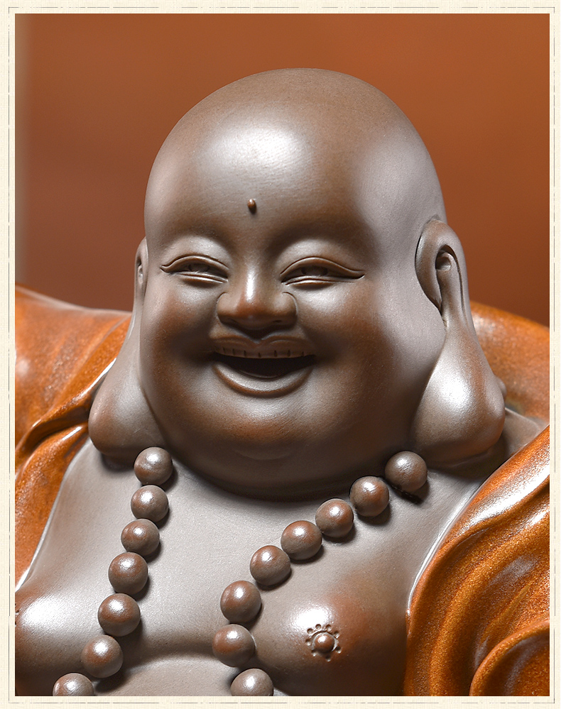 Oriental clay ceramic smiling Buddha maitreya Buddha furnishing articles of Chinese style living room TV cabinet decoration/f from heaven