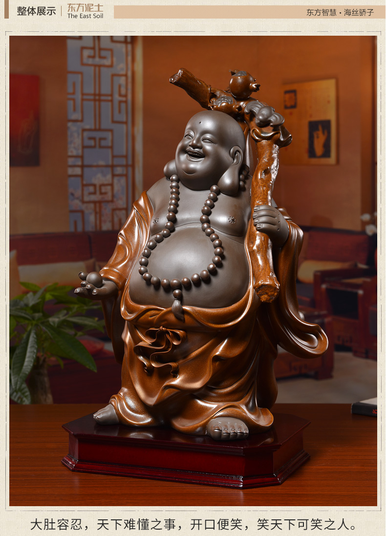 Oriental clay ceramic smiling Buddha maitreya Buddha furnishing articles of new Chinese style household wine sitting room adornment/many children