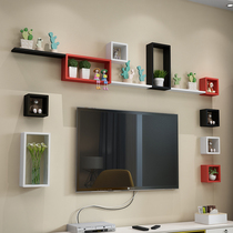  Wall shelf Living room bedroom creative lattice wall hanging wall TV background wall decoration rack wall partition
