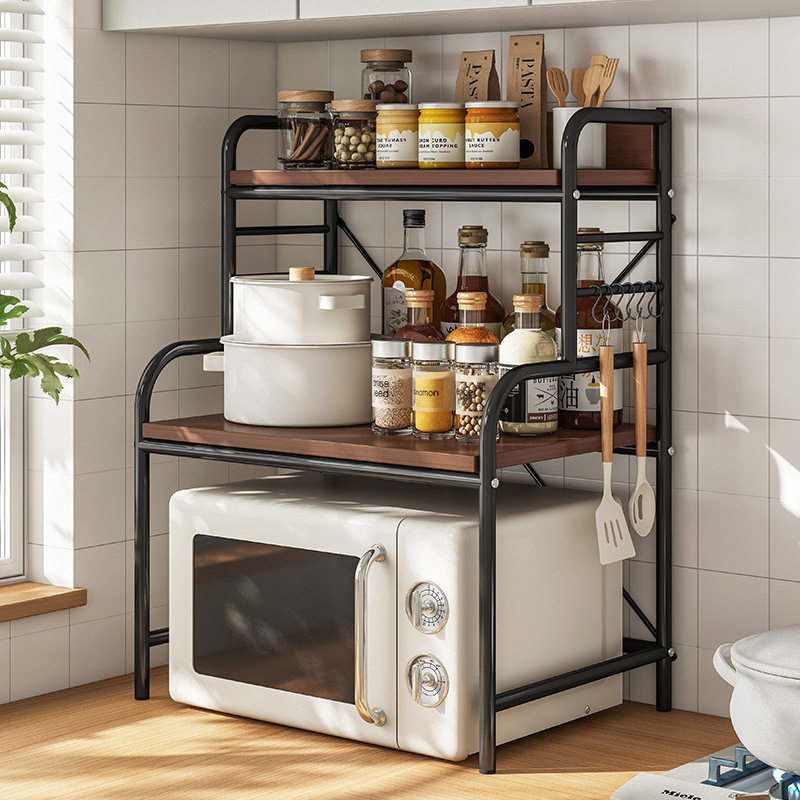 Kitchen shelving multilayer countertop multilayer integral cabinet containing layer rack Desktop supplies electric cooker oven microwave rack