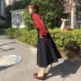 Mùa thu 2018 mới thả lỏng tay áo lá sen ngọt ngào retro dài dây váy váy nữ sinh phù hợp dễ thương áo nữ
