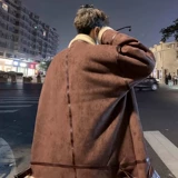 Бархатный брендовый трендовый демисезонный пуховик, куртка, увеличенная толщина, оверсайз