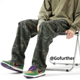 Камуфляжные демисезонные брендовые хлопковые штаны, свободный прямой крой, в американском стиле