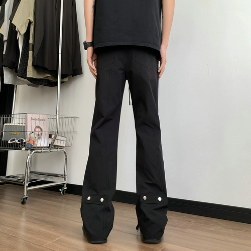 Слегка расклешенные брюки в американском стиле с высокой посадкой и сращиванием для мужчин весной и осенью, модные брендовые облегающие повседневные брюки в стиле high street.