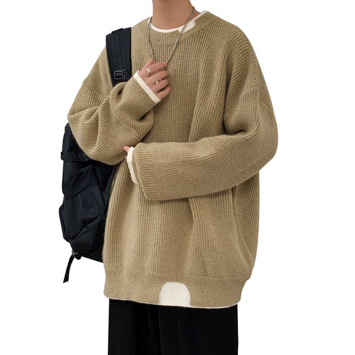 Tide, брендовый свитер, трендовый комплект, демисезонное однотонное трикотажное термобелье, свободный крой