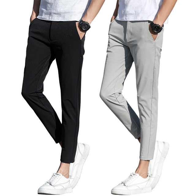 Summer nine-point pants men's slim-fitting pants men's casual pants Korean style trendy pants men's spring thin quick-drying pants