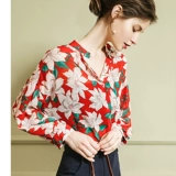 Ретро свежая шифоновая рубашка, цветочный принт