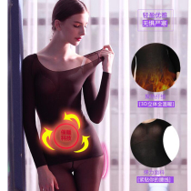 Japan 37 degrees Self-heating Thermostatic Warm Underwear Womens Round Collar Sexy no-mark Thin Beat Bottom Blouse Suit Thin