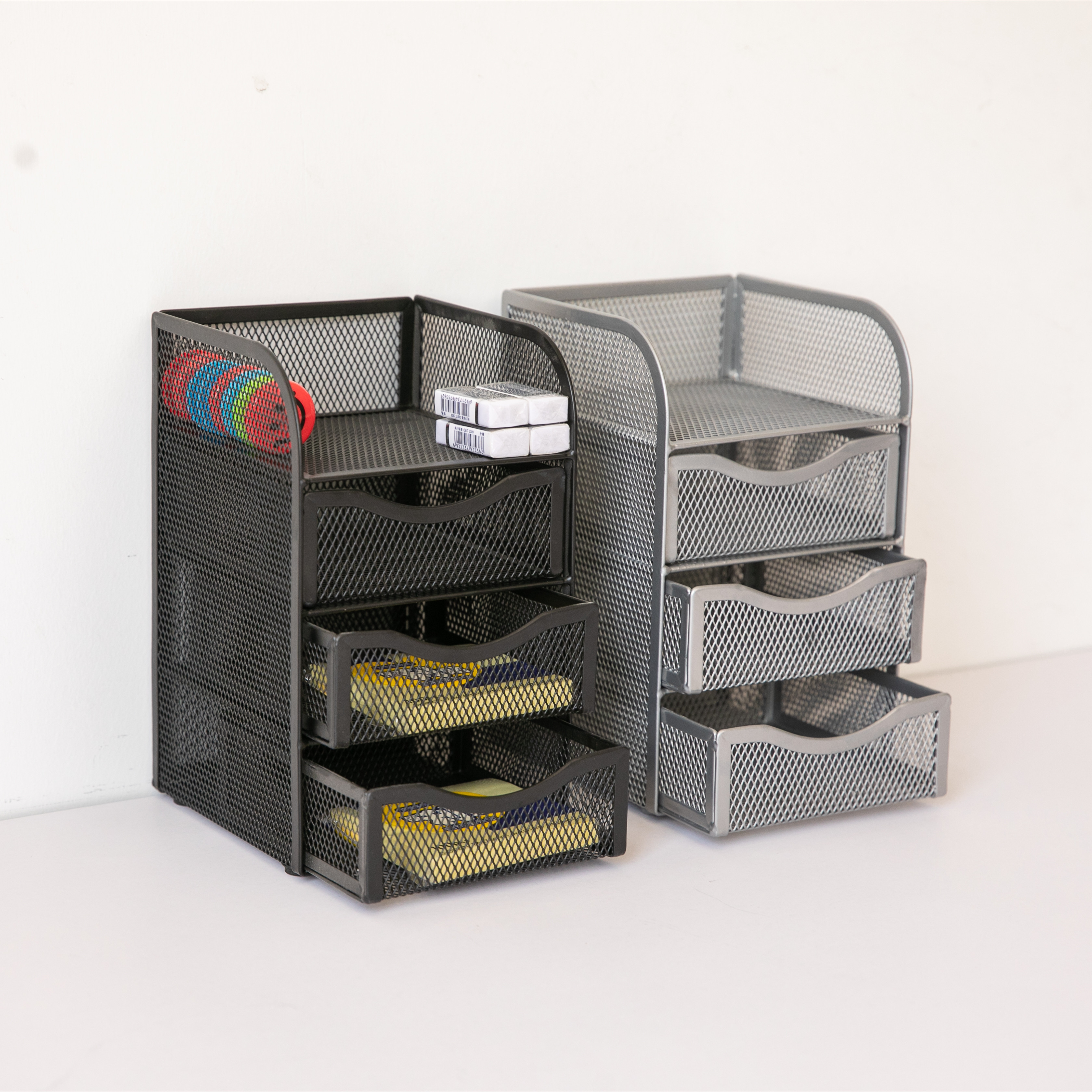 Desktop multi-functional shelf mini-layer with drawer finishing frame iron-sign stationery collection box