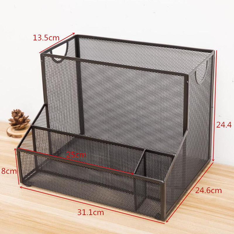 Metal Iron Art File Containing Layer Shelf Desktop Multifunction Composition Pencil Case Miscellaneous Finishing Frame Information Sorting Bar