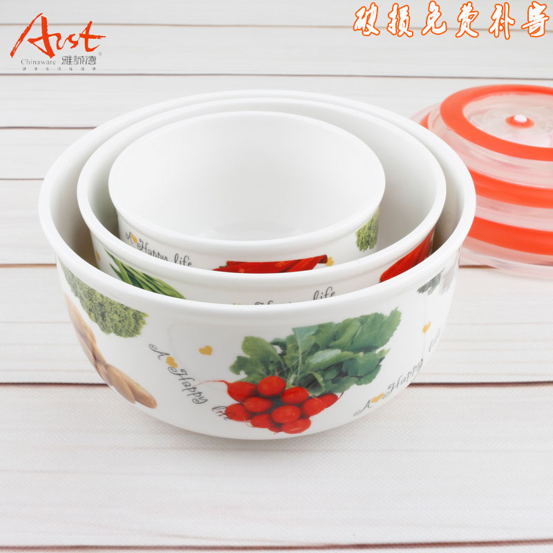 Ya cheng DE 3 PCS taste fresh scent of fresh bowl ceramics tureen three - piece preservation zone tureen lunch box seal belt
